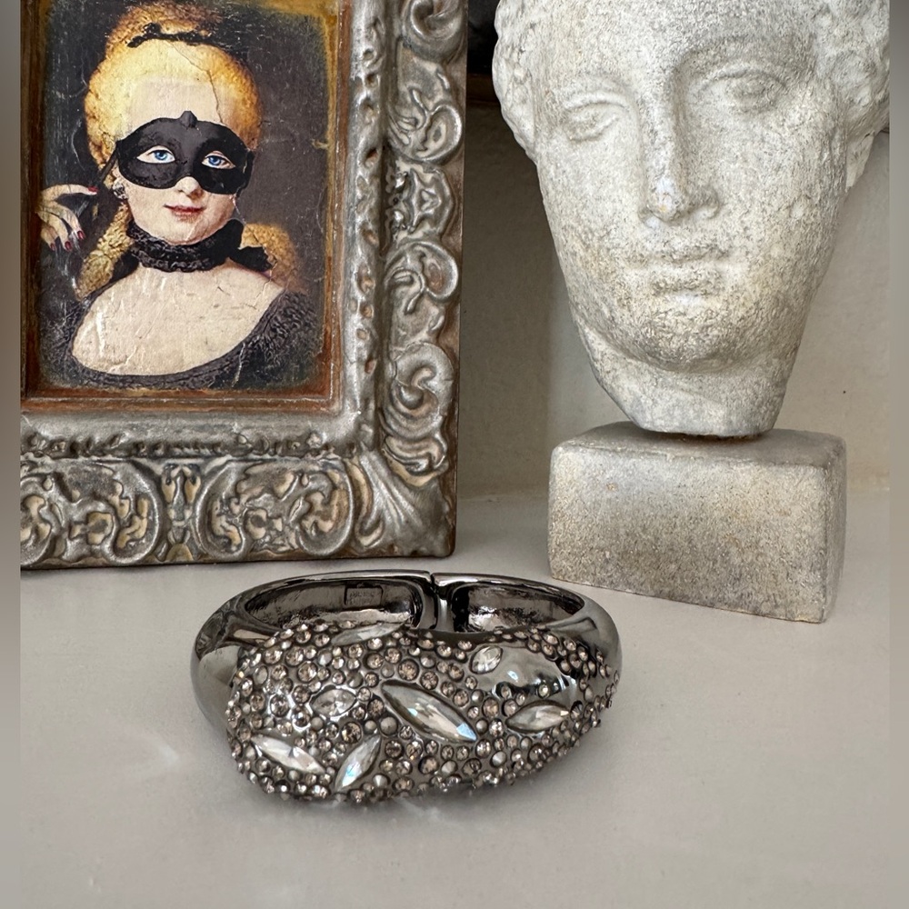 Alexis‎ Bittar Gunmetal Crystal-Embellished Hinged Bangle Bracelet